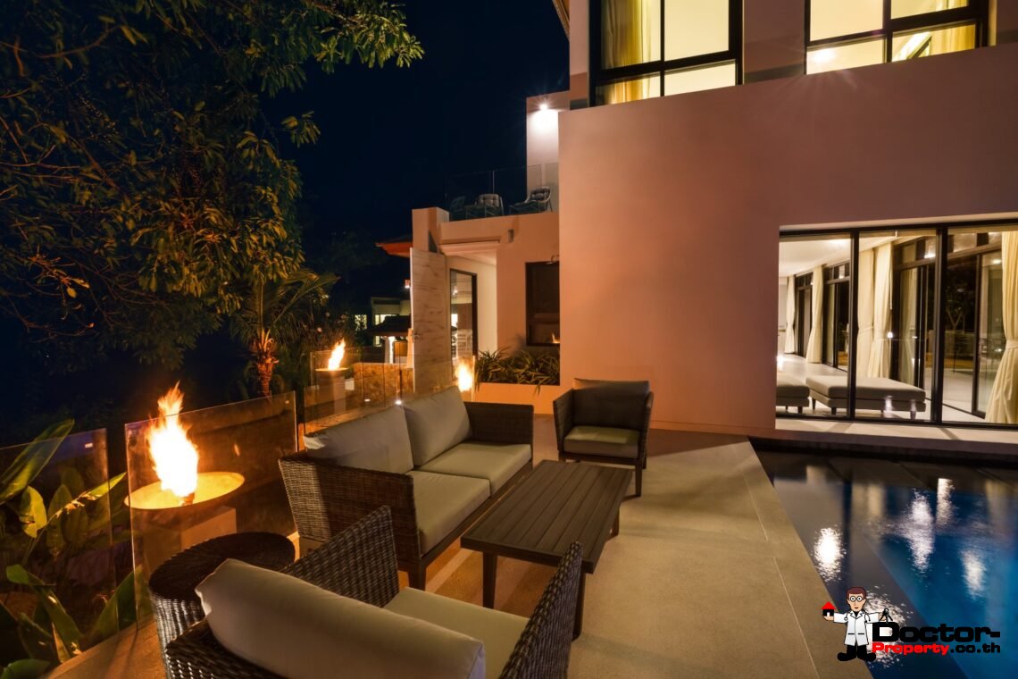 3 Bedroom Sea View Villa with Spacious Garden in Choeng Mon, Koh Samui – For Sale